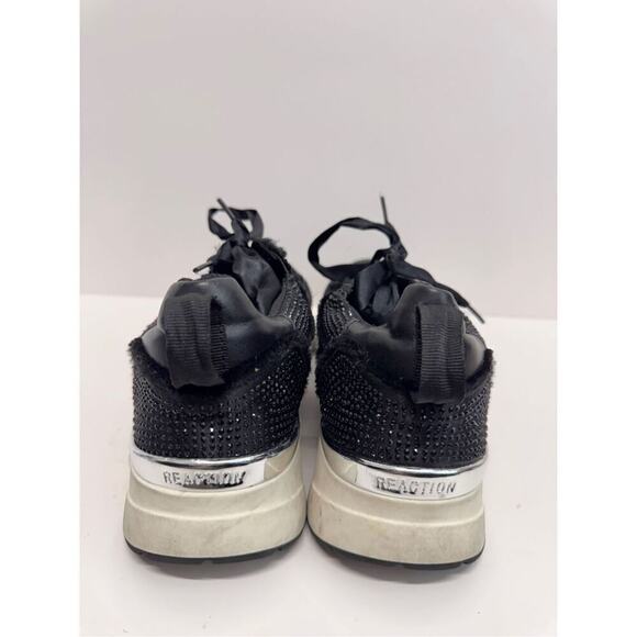 Kenneth Cole Sneakers Womens Size 7.5 Black Rhinestone Ribbon Ties - Picture 5 of 9